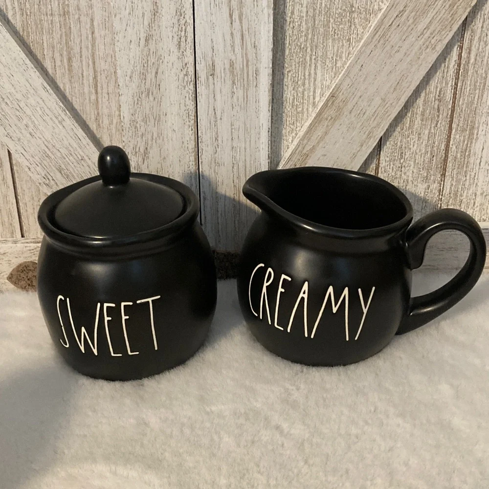 Rae Dunn Creamy and Sweet Serve Set in Black